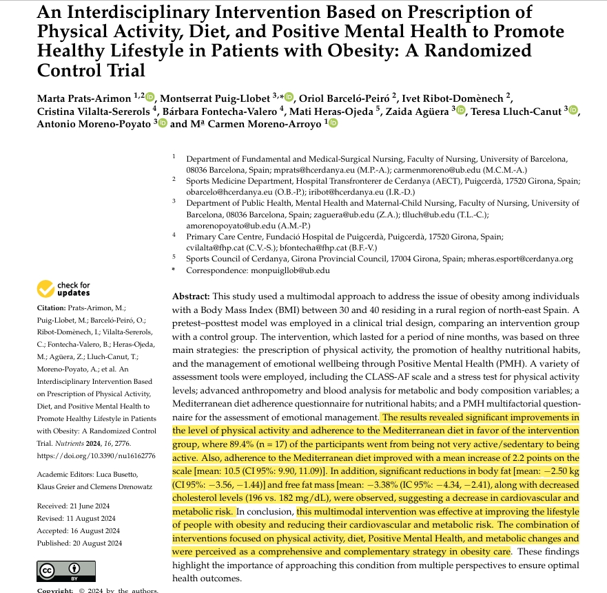 Prats‑Arimon et al., An Interdisciplinary Intervention Based on Prescription of Physical Activity, Diet, and Positive Mental Health to Promote Healthy Lifestyle in Patients with Obesity — Nutrients (2024)